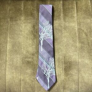 Vintage purple, grey and silver up cycled art tree tie